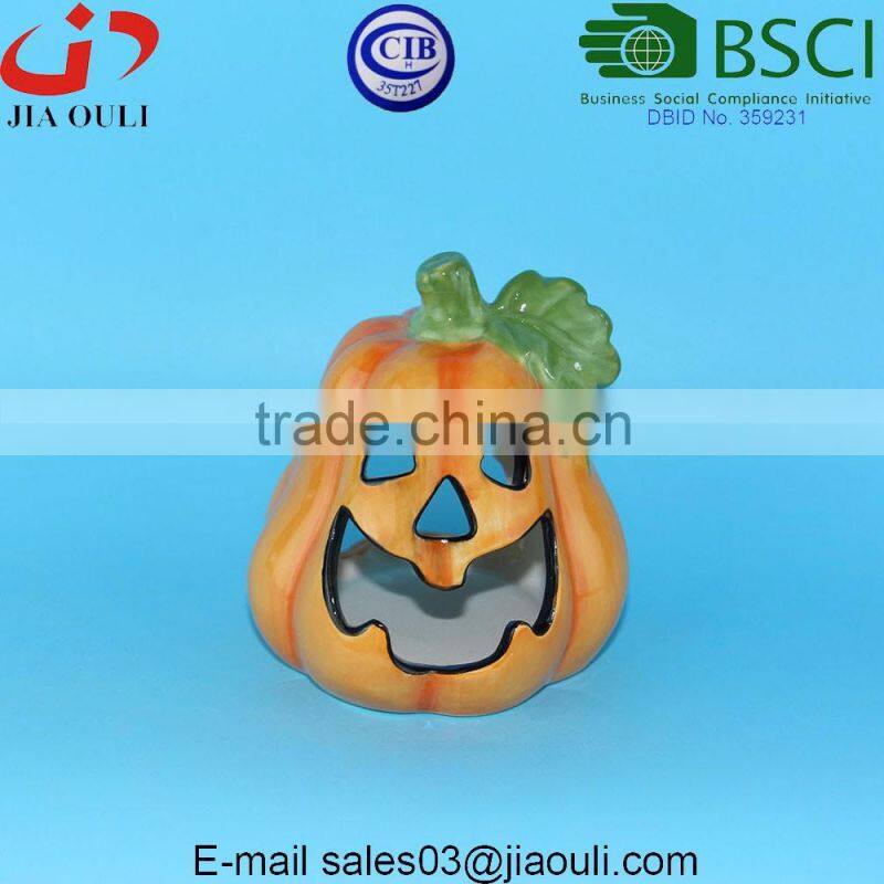 BSCI Audit Factory LED light Halloween Pumpkin, ceramic Pumpkin