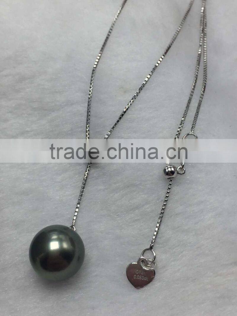 wholesale 10mm round tahitian peacock green pearls pendant necklace