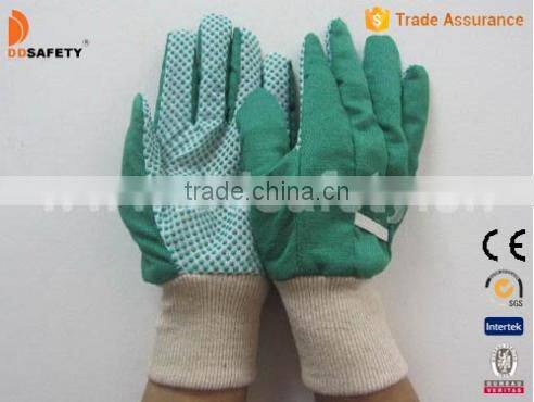 DDSAFETY Green Dots On Palm Green Cotton Back Garden Gloves