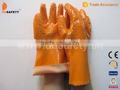 DDSAFETY PVC Gloves Orange PVC With Rough Chip Finished Gloves Safety Gloves
