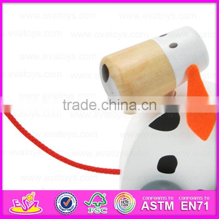 2015 Beautiful design animal wooden pull toy,Children pulling along toy pull line toy,Cheap baby Wooden toy pull cart W05B094