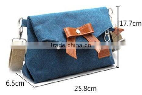 2013 fashion bowknot shoulder sling bag for girl with canvas