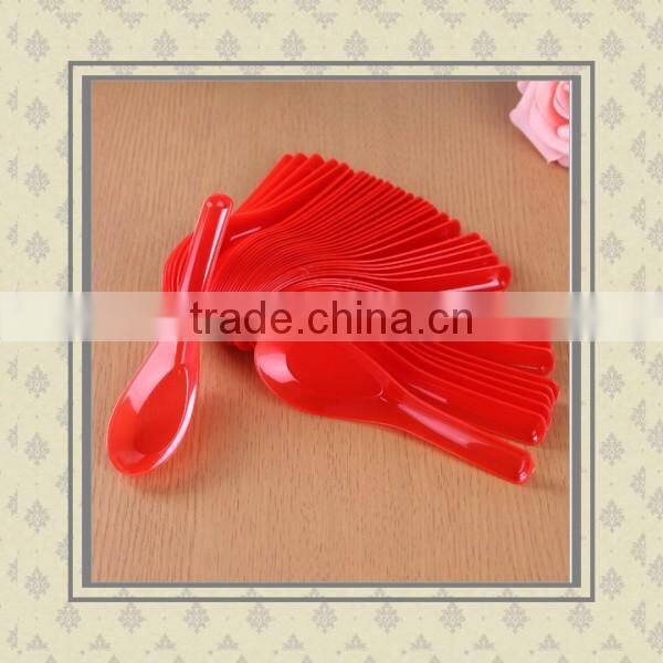 Custom Wholesale cheap plastic red soup spoons for home party/OEM hot sell cheap plastic spoons manufacturer