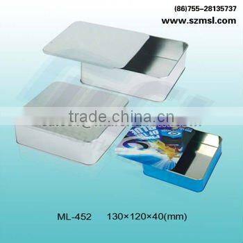 Metal silde tin box of size 130x120x40mm