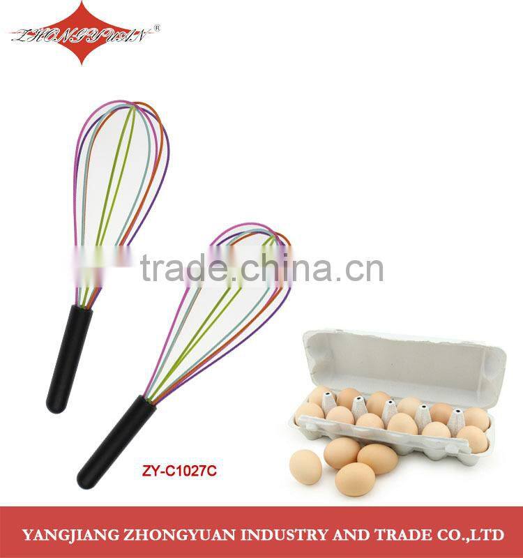 Food grade Silicone coated wires egg whisk with stainless steel handle