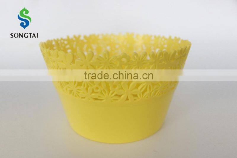 2016 New Style plastic pp circular fruit basket with sunflower