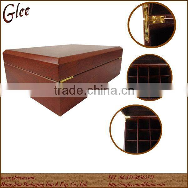 MDF Natural Wooden Tea tin Box With 12 Compartments