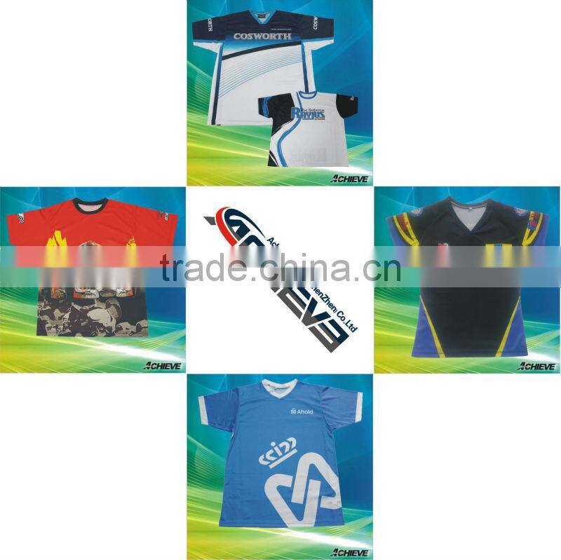 Full sublimated 100% polyester custom made top quality t shirts