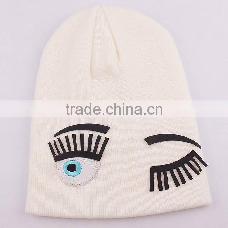 Winter Kid Knitted Cap Beanies With Big Eye Glue Chapter