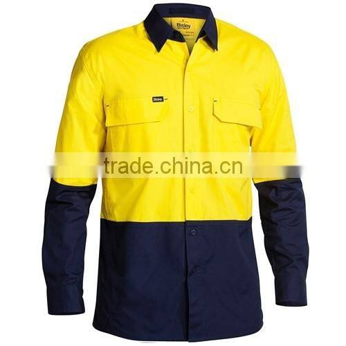 Long sleeve High Vis reflective cotton shirts for work mens shirts