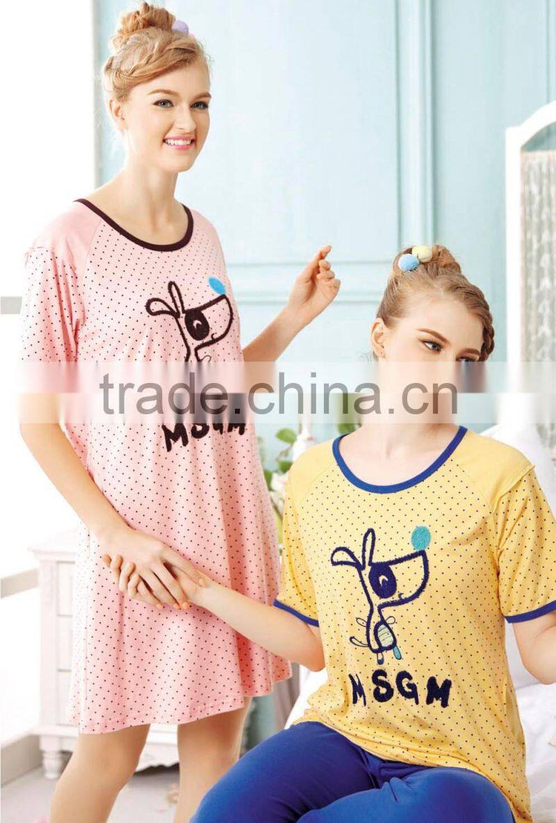 Fashion women Plain Pajama/Short Sleeved T-shirt Sleepwear/Ladies Lounge Wear