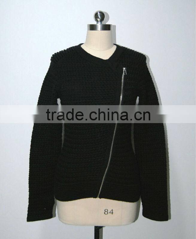 incline zip moss stitch long sleeve sportly viscose cardigan