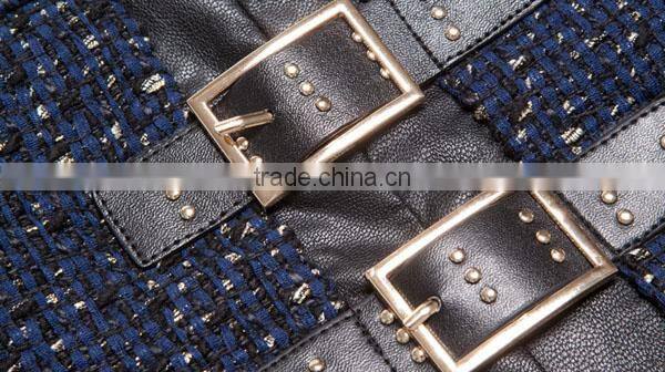 Women apparel ladies fashion new skirt blue and black contrast mini skirt women short straight skirt