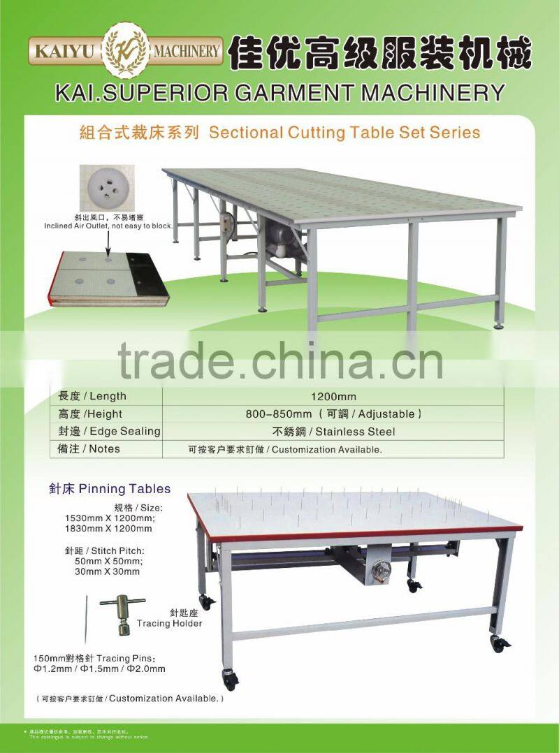 KAIYU 1530mm,1830mm,2130mm,2430mm Sectional Fabric Cutting Table