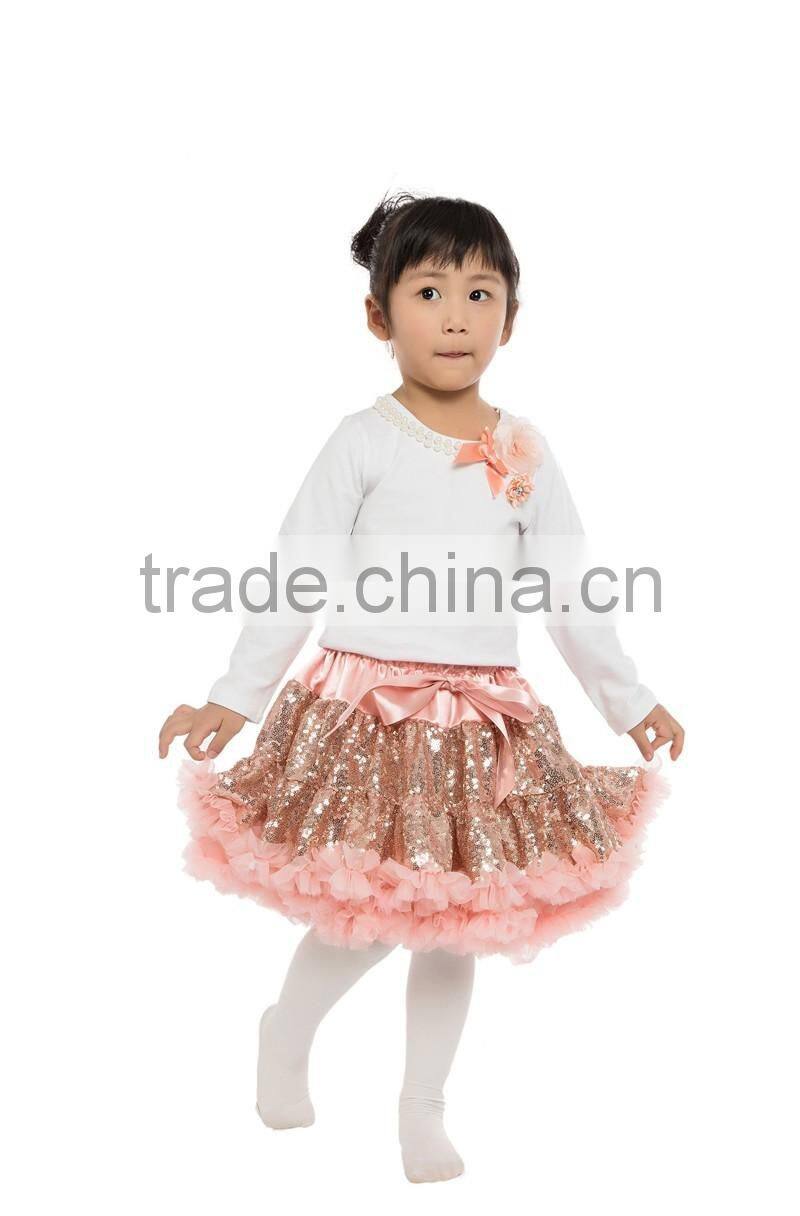 spring and autumn children dress wholesale sequin pettiskirts set