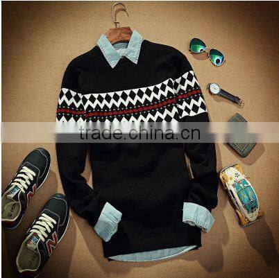 GZY new long sleeve men sweater intarsia sweater