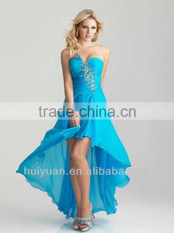 One shoulder turquoise bridesmaid dress