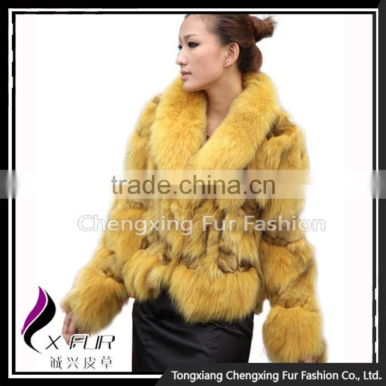 CX-G-A-258D Luxury Women Winter Patchwork Fox Fur Garment