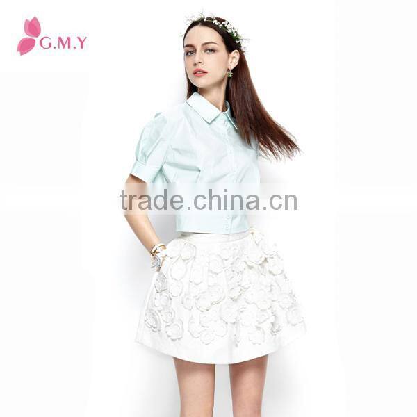 Summer New Design Plain color Short Sleeve Polo Shirts for Women / women blouse