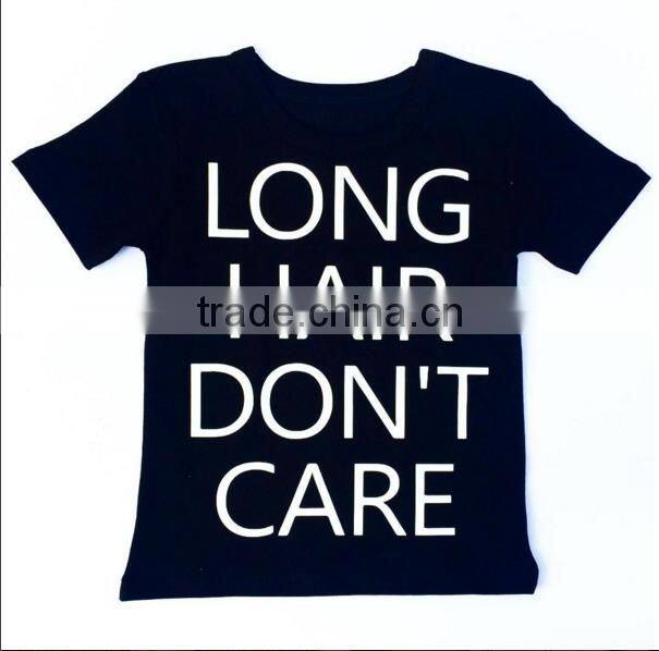 2017 latest OEM manufacturers cheap custom wholesale kids children's black short sleeve printed plain round neck t-shirt