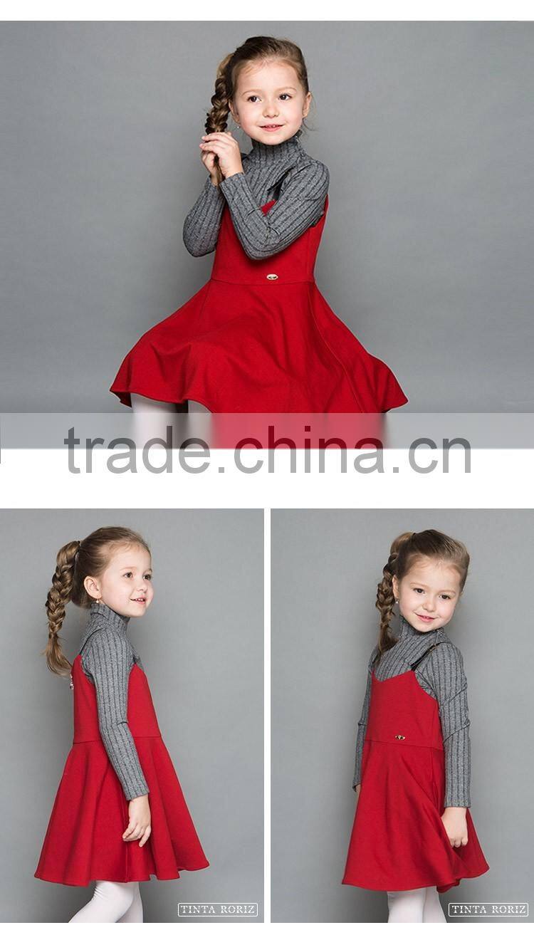 2017 Spring Girls Knnitted T Shirt Kids High Neck Base Shirt Girls Pullover Top