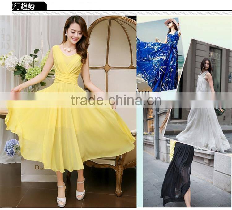 2016 Summer Hot sale Sleeveless V neck Long dress skirt for girls beach dress