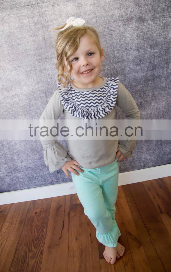 designer clothing manufacturers in China wholesale two piece outfits girls chevron clothing simple design clothes set