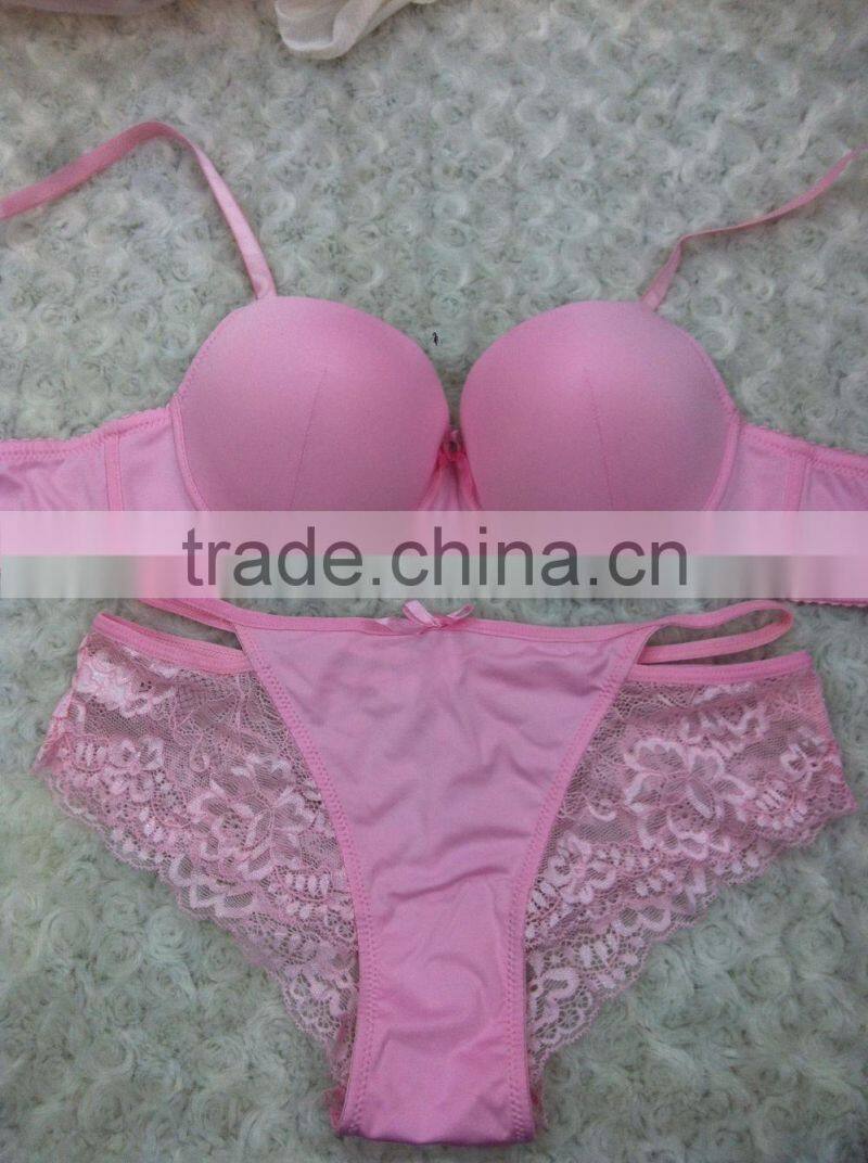 Soft padded bra with extra cotton plain dyed underwear bra and panty sets