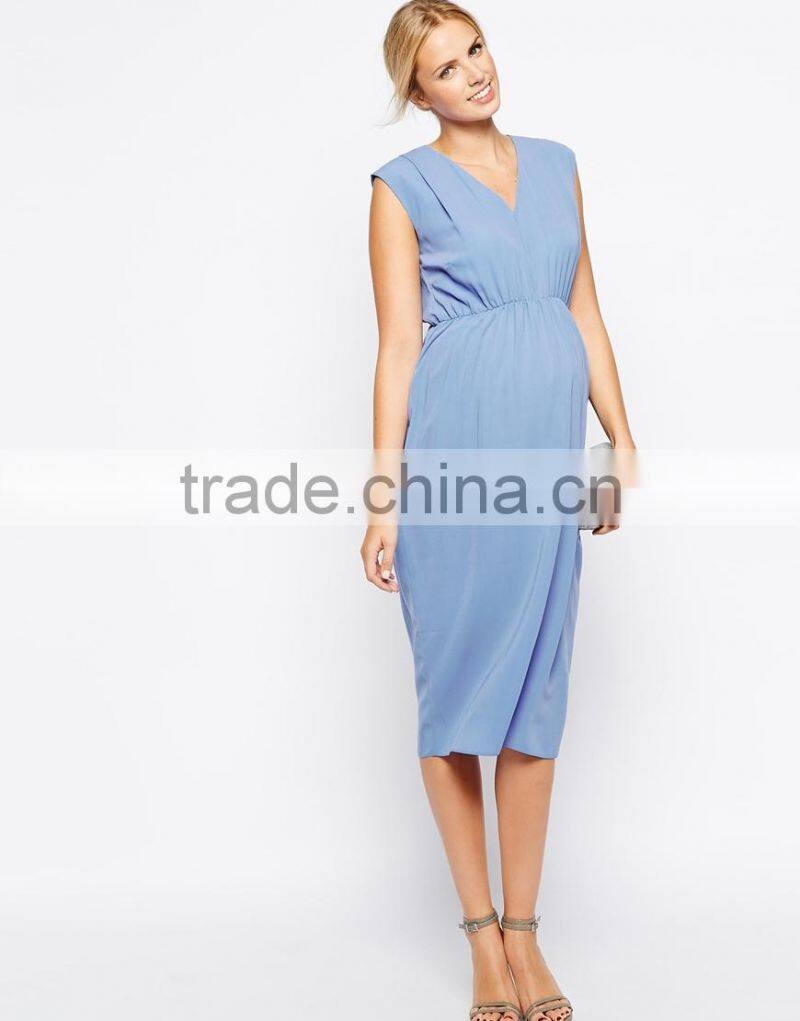 Maternity Gathered Workwear Maxi Dress China supplier