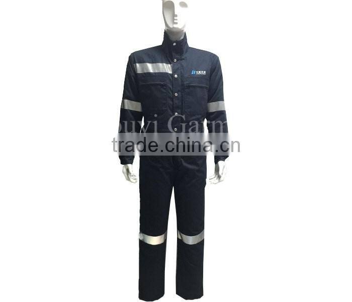 Flame retardant quilted warm winter safety workwear coverall with detachable insulation
