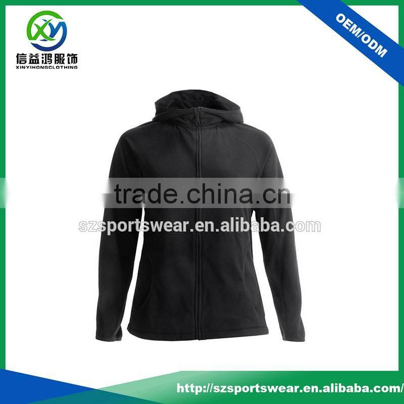 Hot selling Black color Cotton with Spandex women sport hoody with full zipper