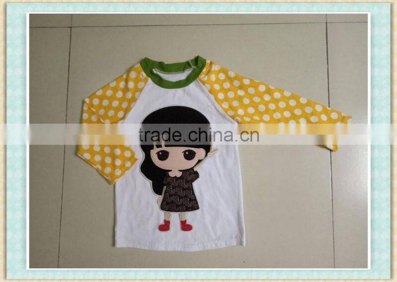 Wholesale children clothes girls boutique clothes rabbit appliqued design T- shirt