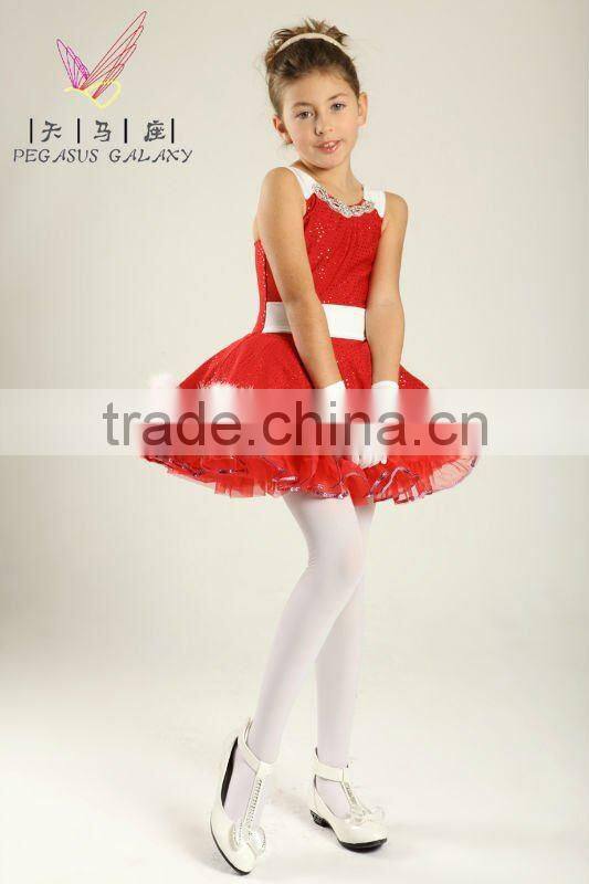 2014 New Design! girls dance wear for Christmas-elegant girls dance skirt