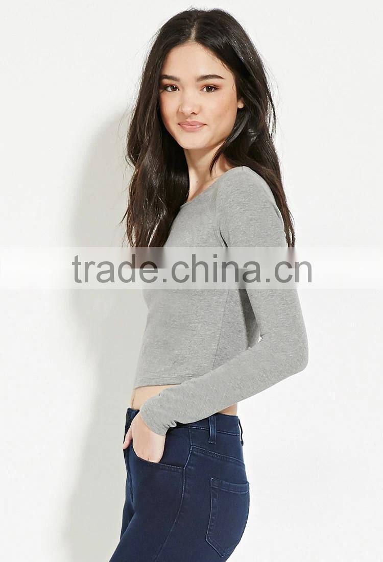 2016 China manufacturer OEM design plain dyed cotton summer fashion long sleeve mature women blouse