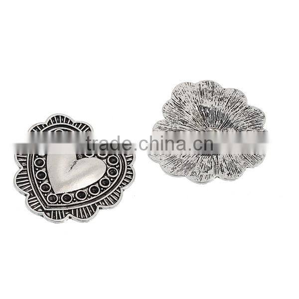 Heart Antique Silver Zinc Based Alloy Metal Sewing Buttons