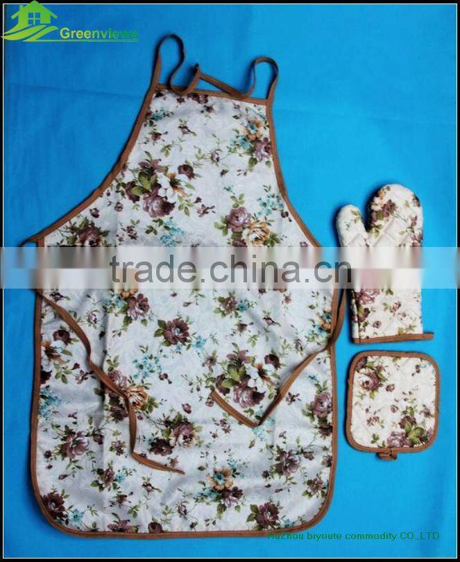 Kitchen apron oven mitt set apron set christmas towel&kitchen set&pot holder 3pcs/set