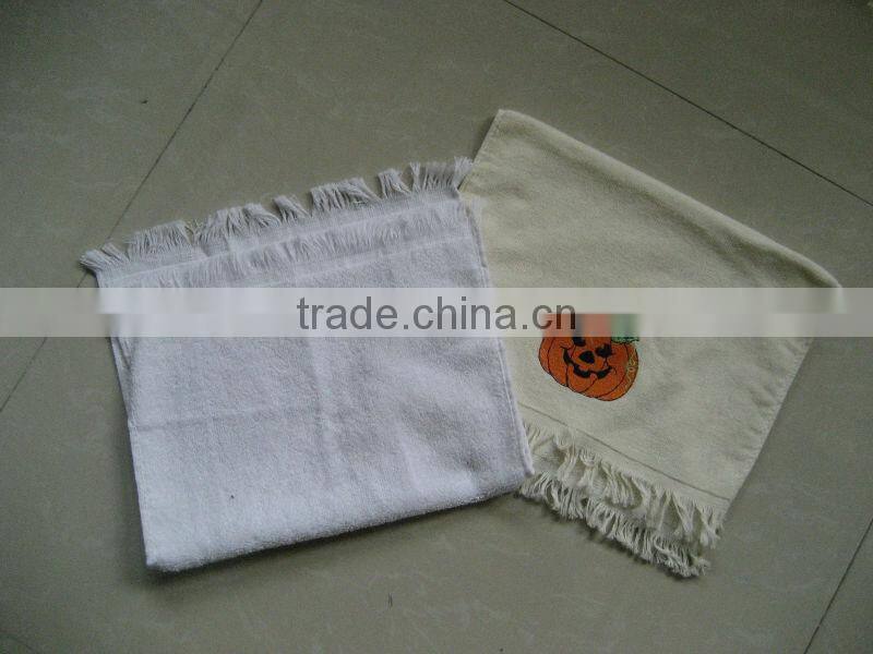 100% cotton velour embroidery fringe face towel