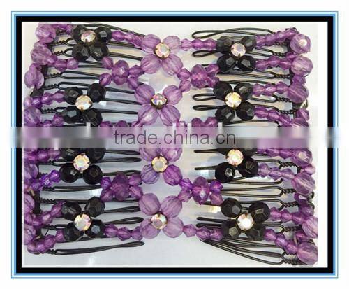 2015 fashion magic hair comb XP-CM-1009 plastic wooden beaded Magic Hair Comb Costume Twins Hair Comb Sets factory price