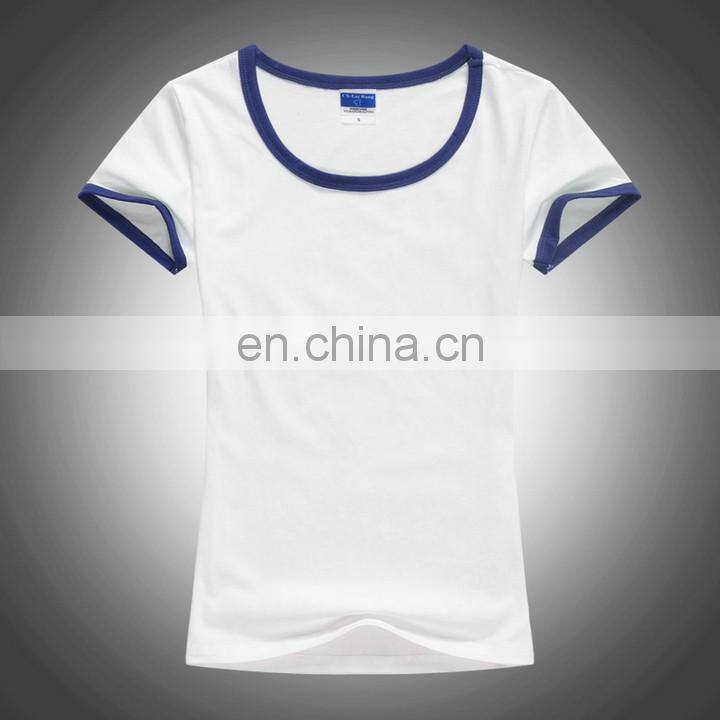 Plain model women shirts,two color t shirt,two tone t-shirt