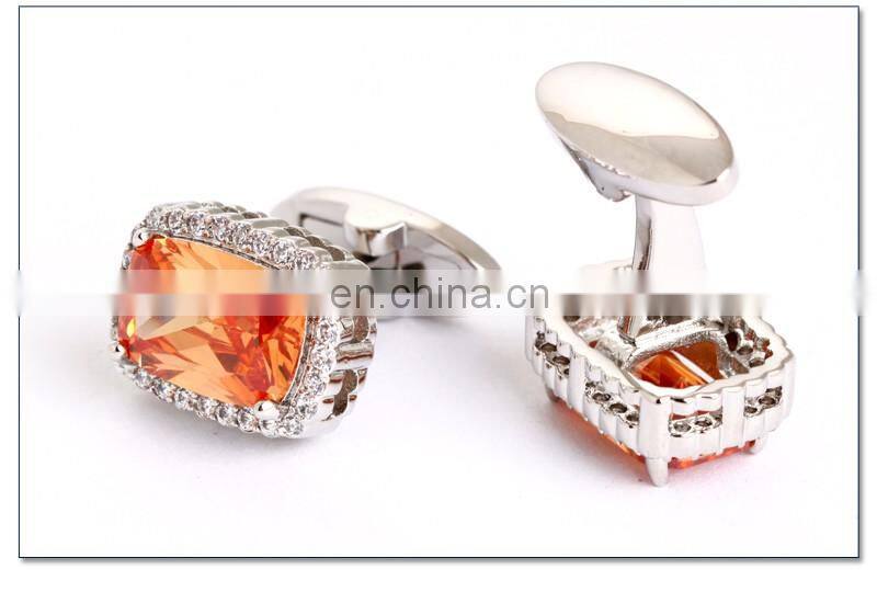 fashion elegant gold plating enamel blue diamond round cufflinks