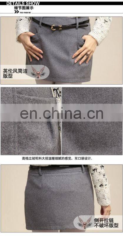 fahsion novelty design european winter style elegant grey simple pocket joker pencil lastest skirt design