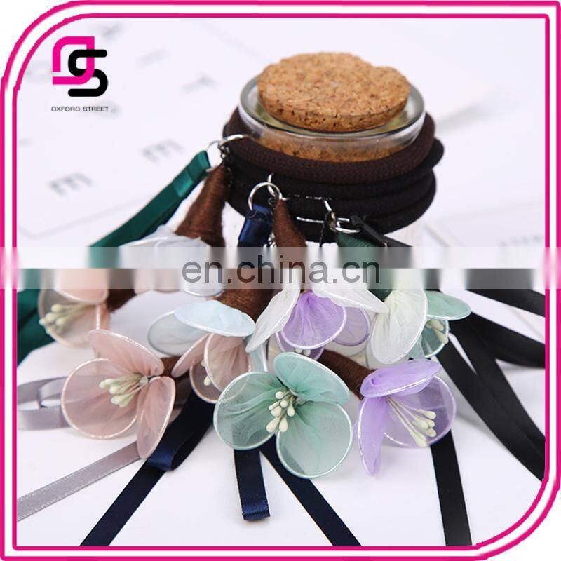 New Wholesale Decorative Floral Elastic Hair Tie Accessories Girls Korean Headdress