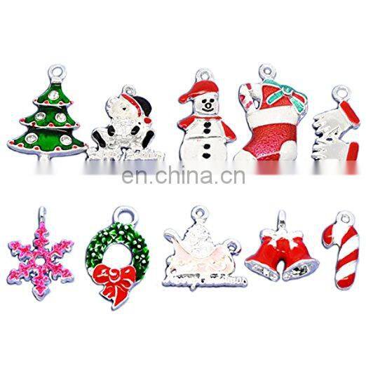 Best Selling Mixed Silver Plated Enamel Christmas Charms Pendants