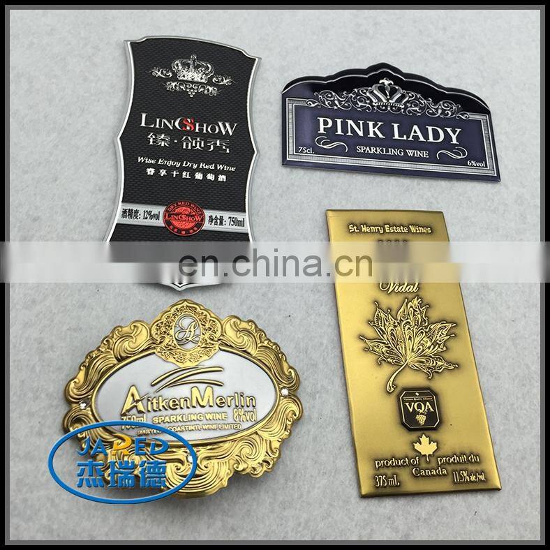 Gold Color Customized Design Metal Crafts Aluminum Wine Label with Cheap Price