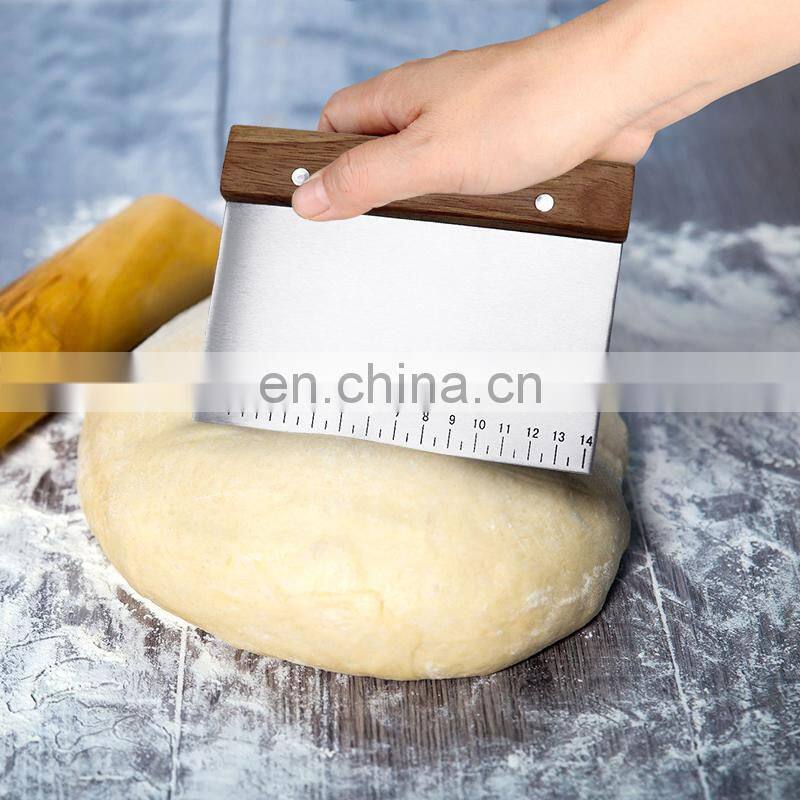 Hot Sale Stainless Steel Wooden Handle Kitchen Baking Flour Scraper