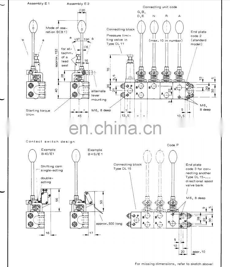 Hawe DL type hydraulic manual actuation multiple directional control valve