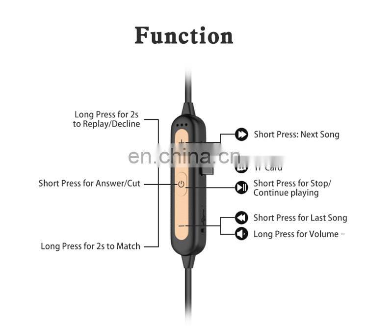 New Bulk Metal Wireless Pure Bass Neckband Earbuds Earphones Headphones with TF card