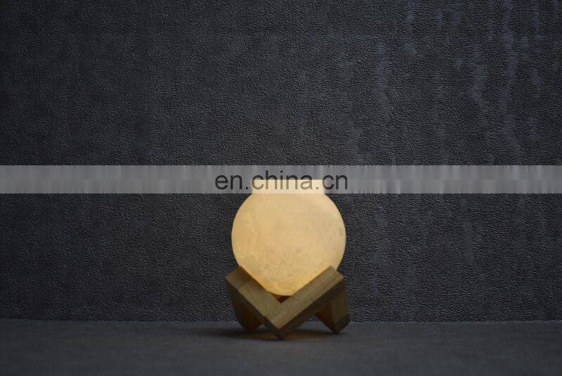 Christmas gift 3 color night light LED 3D printing moon lamp with usb charging creative holiday decor lamp