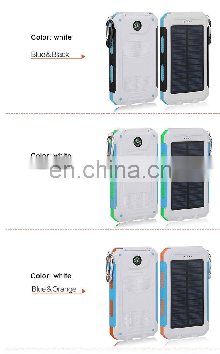 Hot Selling 8000 mah,Outdoor Waterproof Portable Solar Power Bank charger For smartphone sunlight Traveler