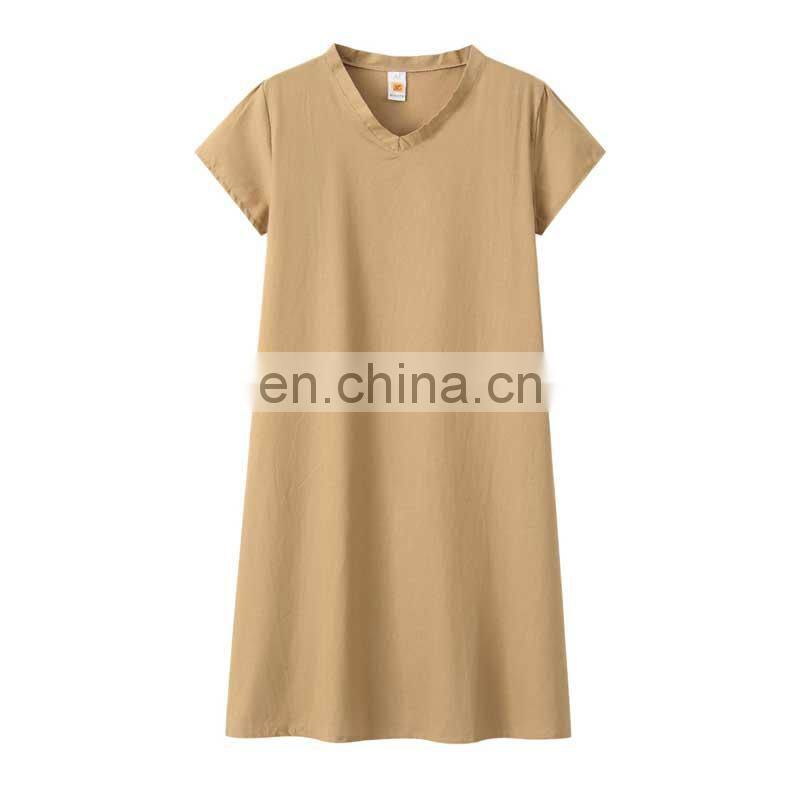 Custom LOGO Women Summer T-shirt Dresses Casual Loose Swing Flare Short Sleeve Beach V-neck Plus Size Tank Tops Dress S-5XL